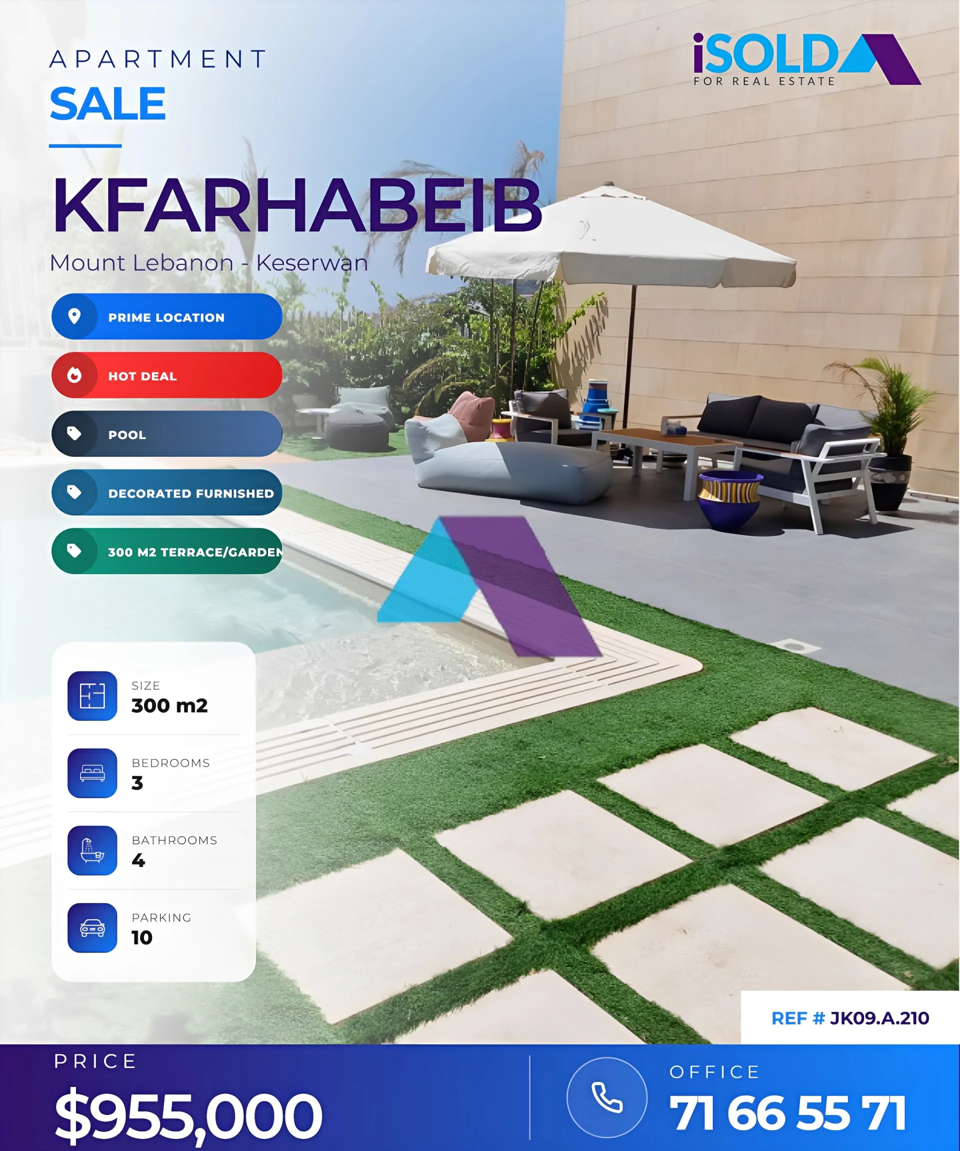 Apartment for sale in Kfar Hbab, Lebanon - 3 bed, 4 bath