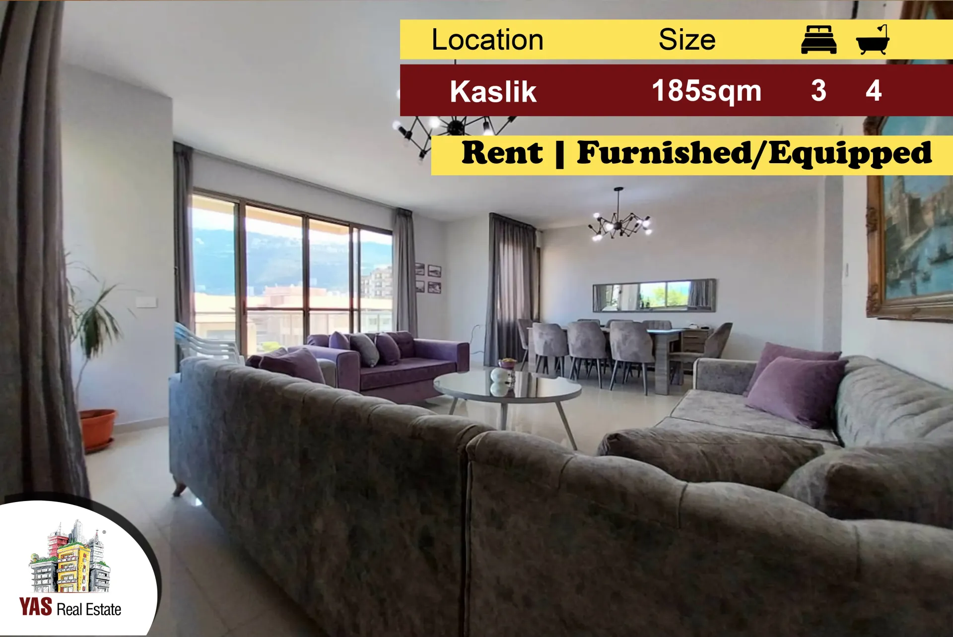 Apartment for Rent in Kaslik - 3 bed, 4 bath