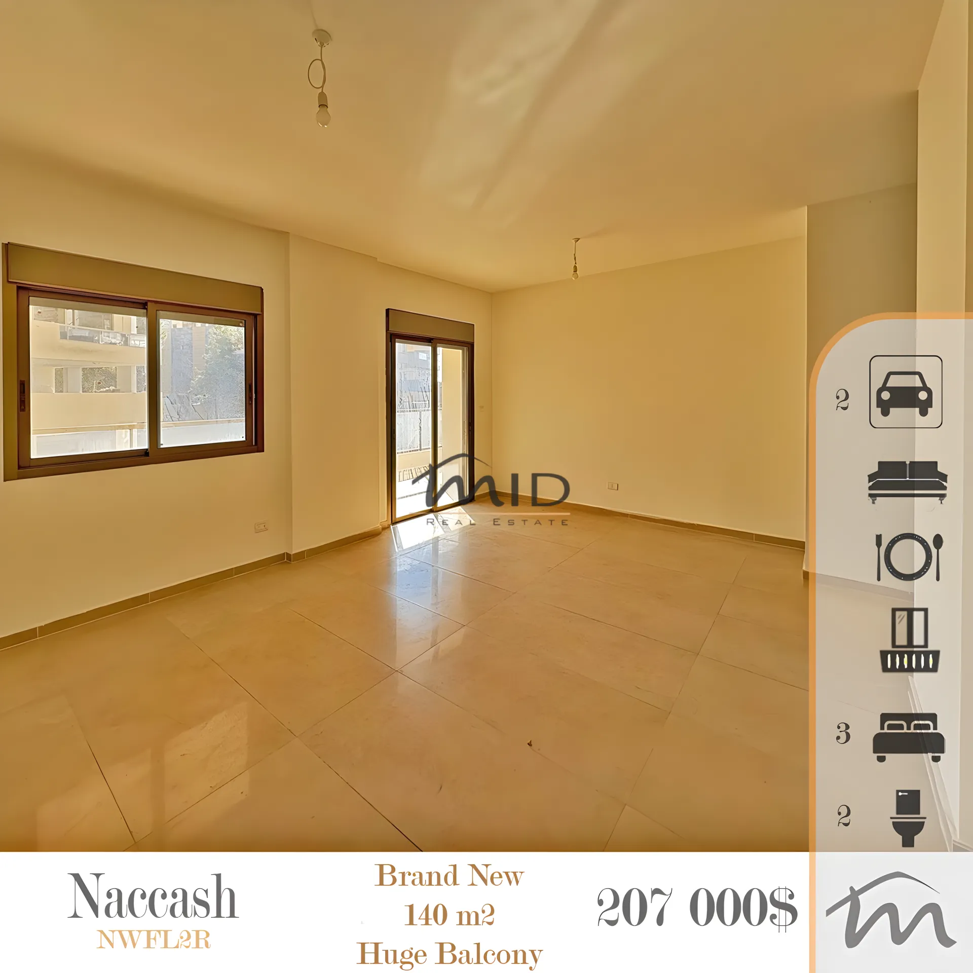 Apartment for sale in Naccache, lebanon - 3 bed, 2.0 bath