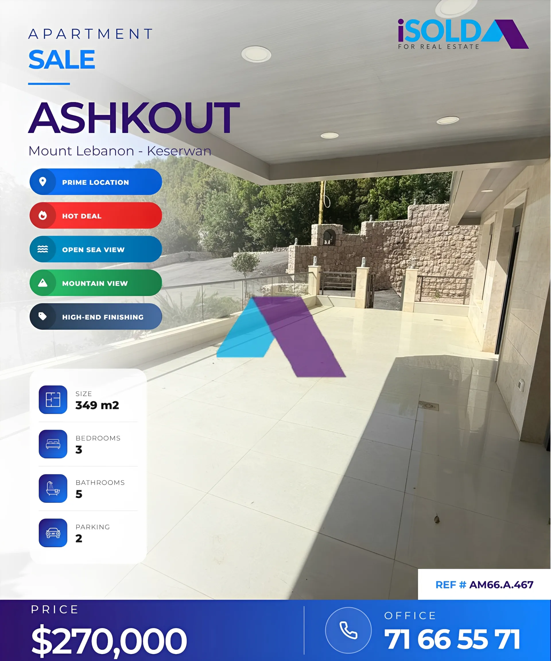 Apartment for Sale in Aachqout - 3 bed, 5 bath