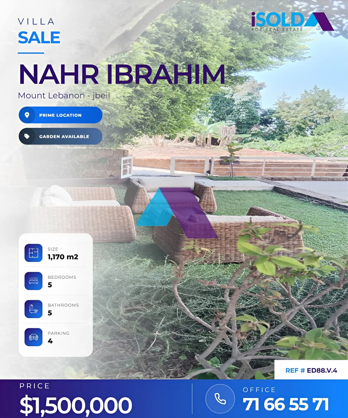 Villa for sale in Nahr Ibrahim, Lebanon - 5 bed, 5 bath