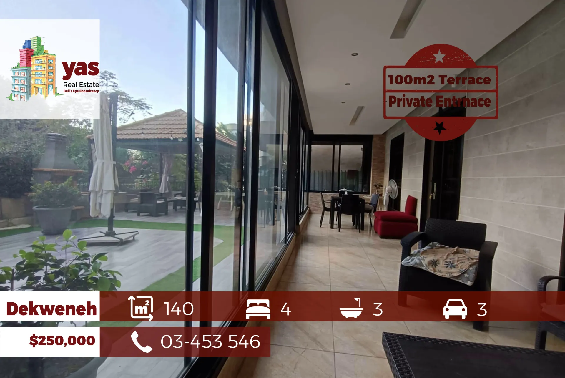 Apartment for Sale in Dekwaneh - 4 bed, 3 bath