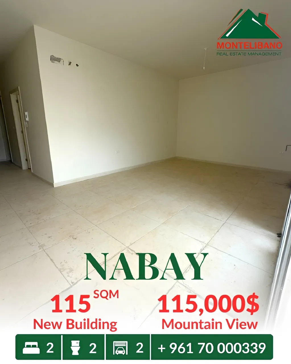 Apartment for sale in Nabiyeh, Lebanon - 2 bed, 2 bath