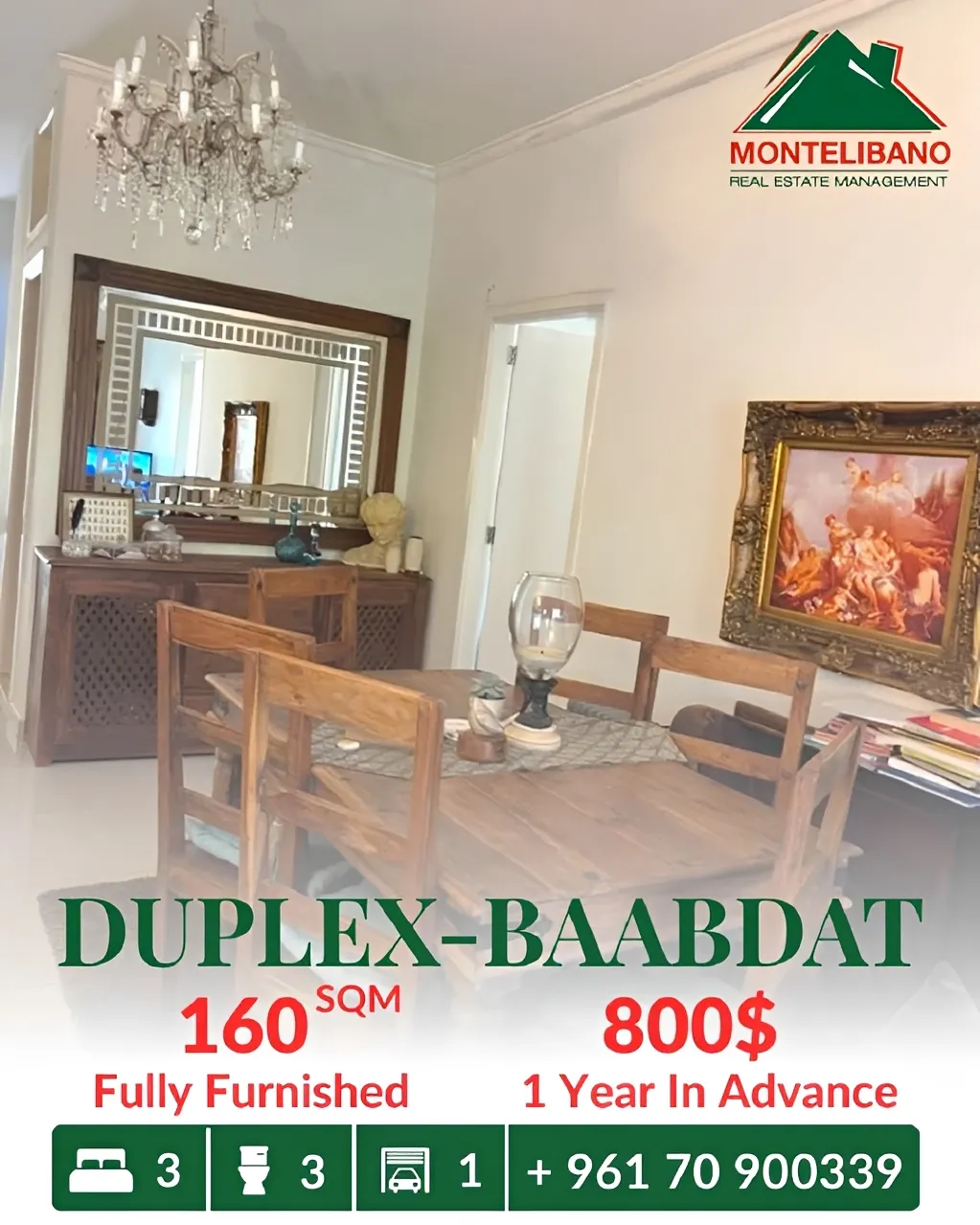 Duplex for rent in Baabdat, Lebanon - 3 bed, 3 bath