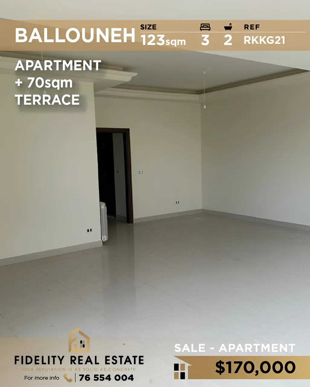 Apartment for sale in Ballouneh, Lebanon - 3 bed, 2 bath
