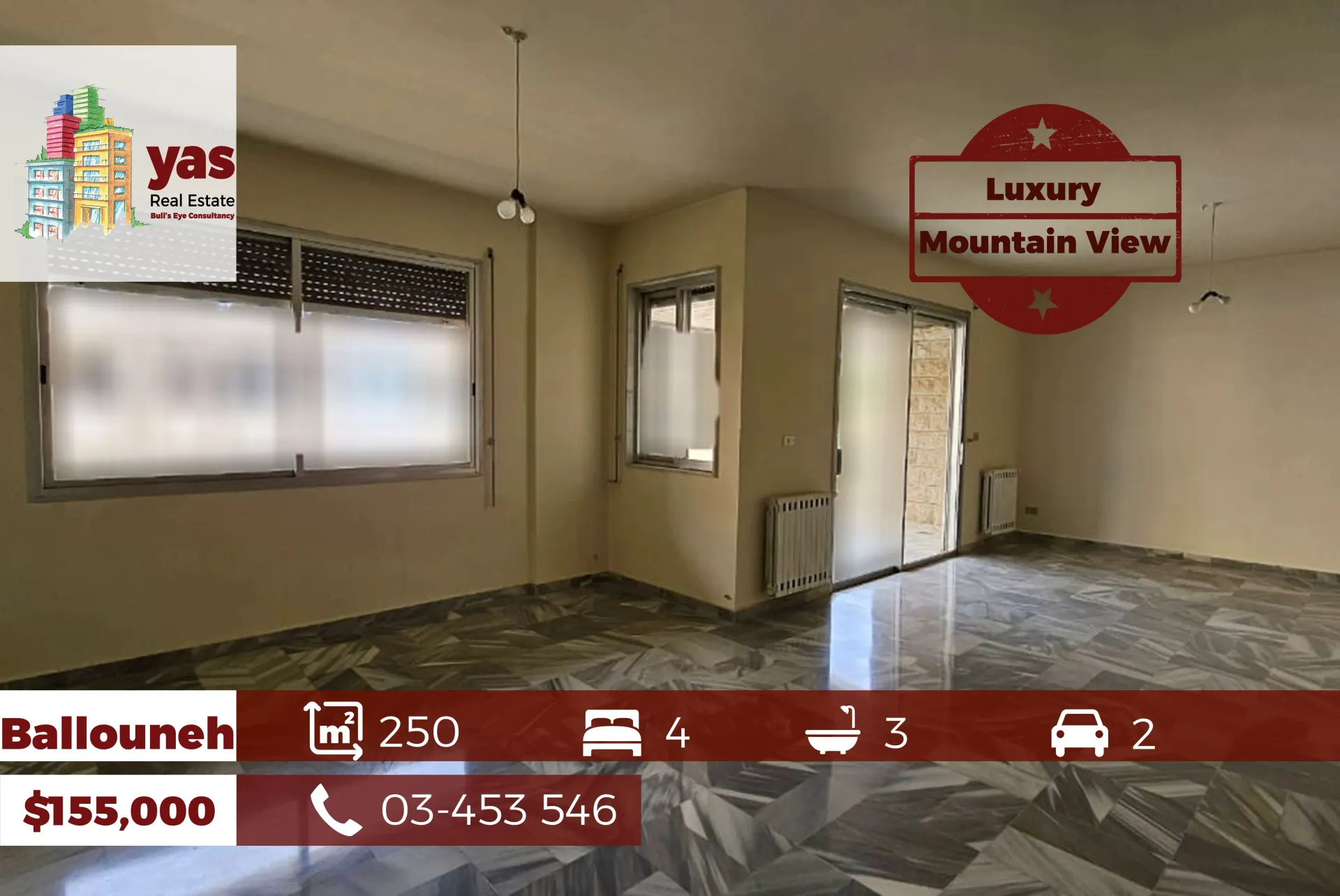Apartment for Sale in Ballouneh - 3 bed, 2 bath