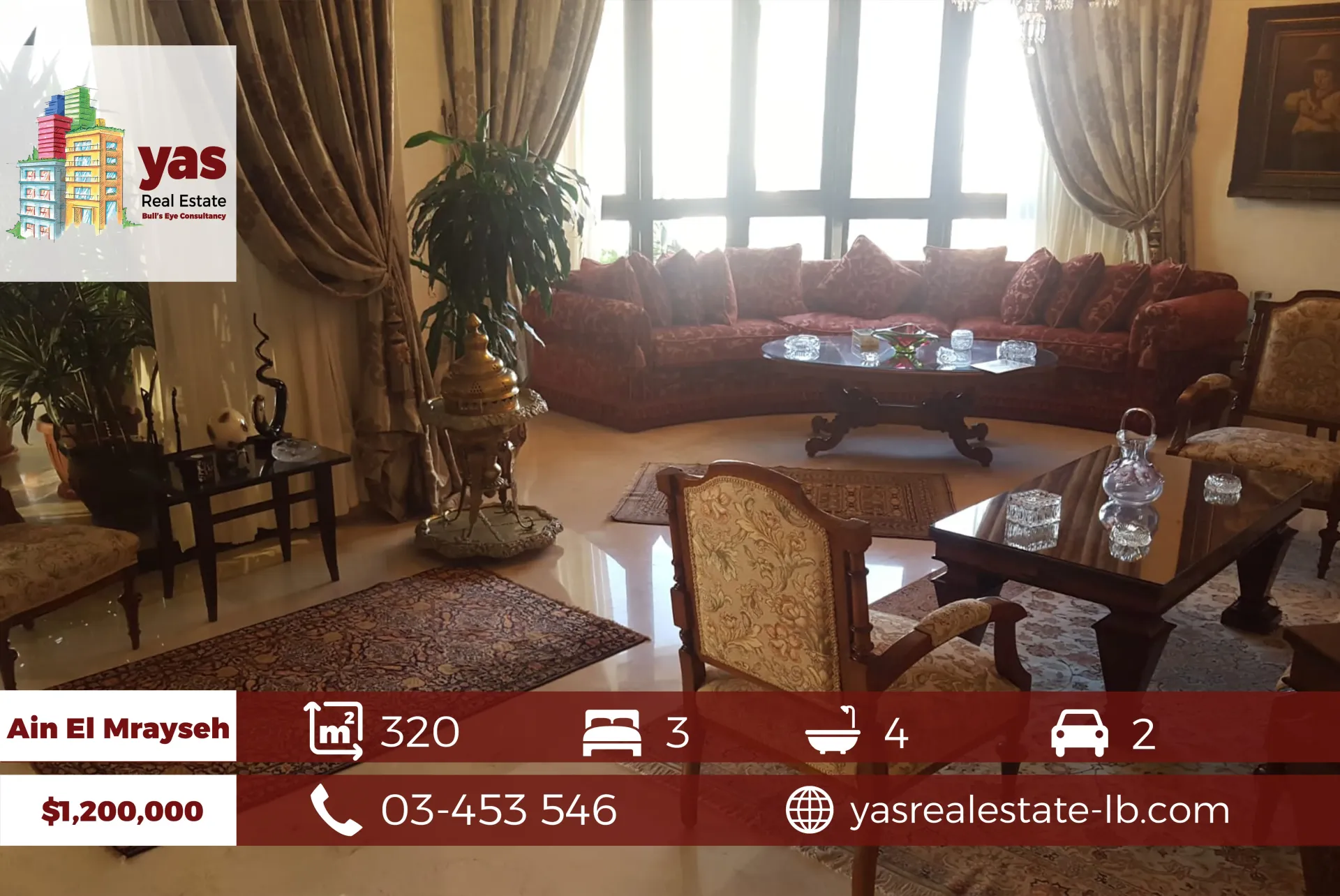 Apartment for Sale in Ain Al Mraiseh - 3 bed, 4 bath