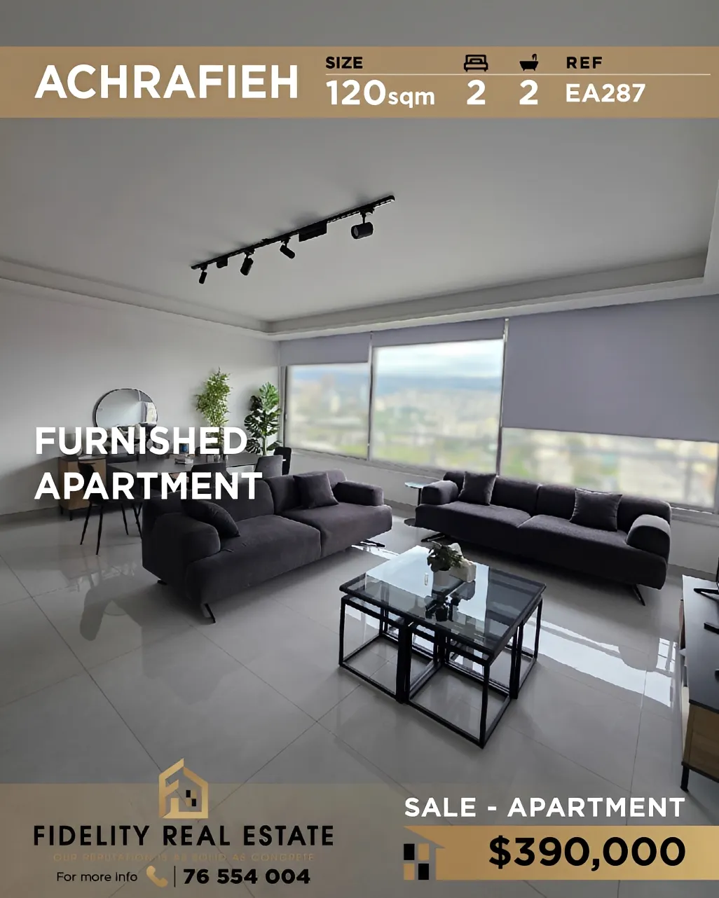 Apartment for sale in Achrafieh, Beirut, Lebanon - 2 bed, 2 bath
