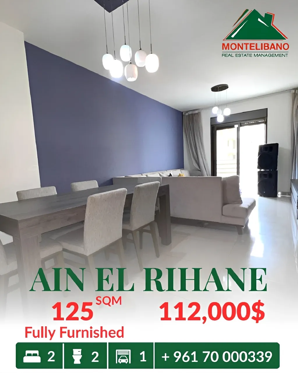 Apartment for sale in Ain El Rihaneh, Lebanon