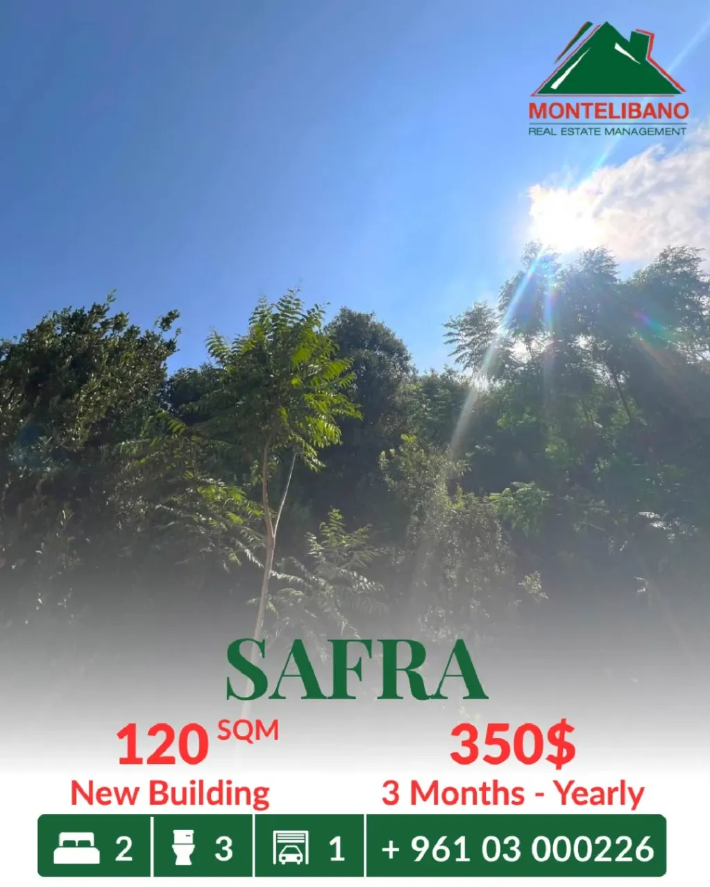 Apartment for rent in Safra, Lebanon