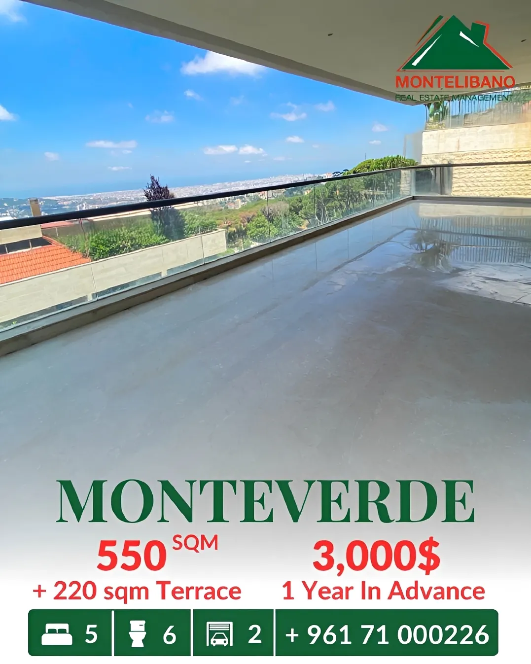 Apartment for rent in Monteverde Main Street، Lebanon - 5 bed, 6 bath