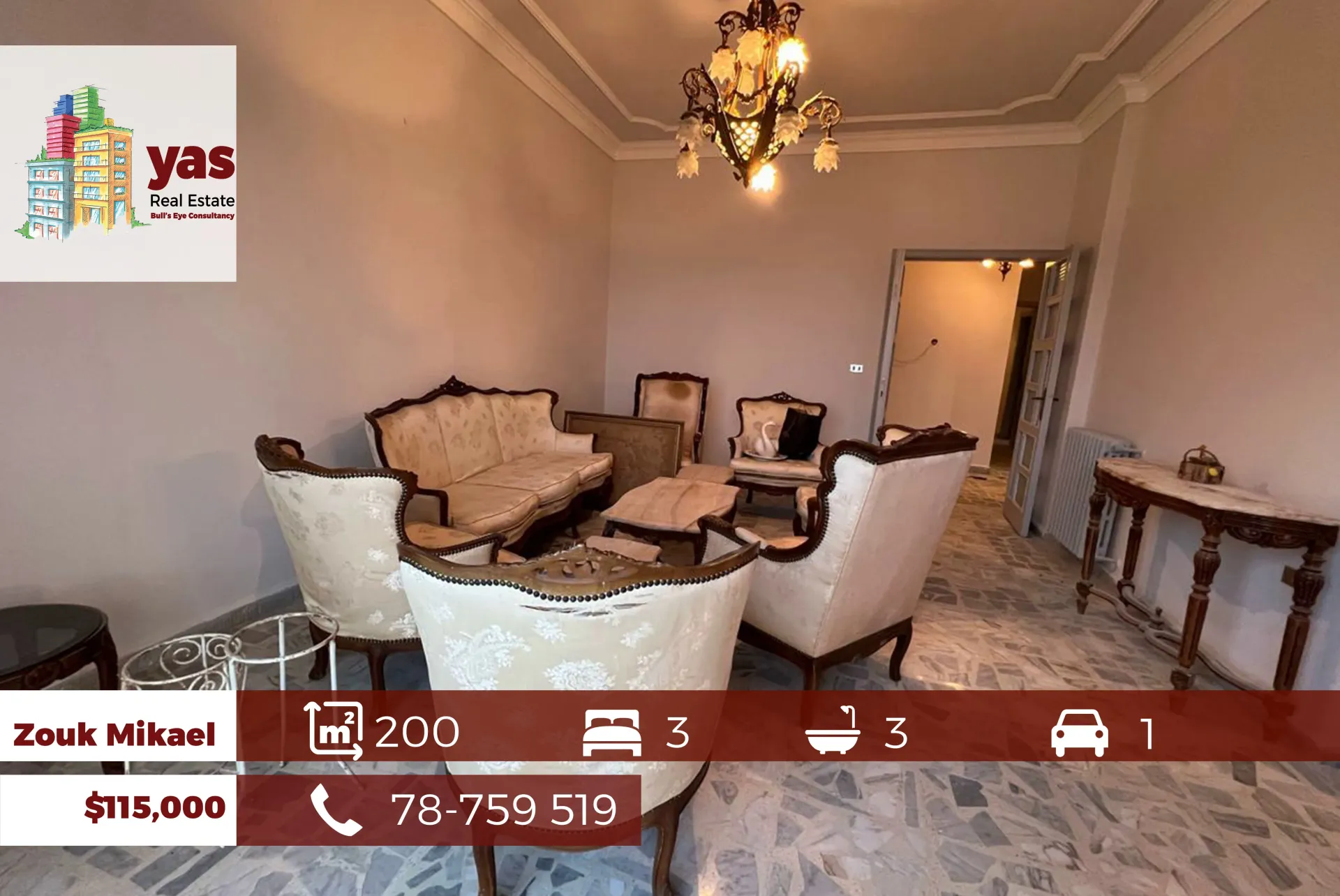 Apartment for Sale in Zouk Mikael - 3 bed, 2 bath