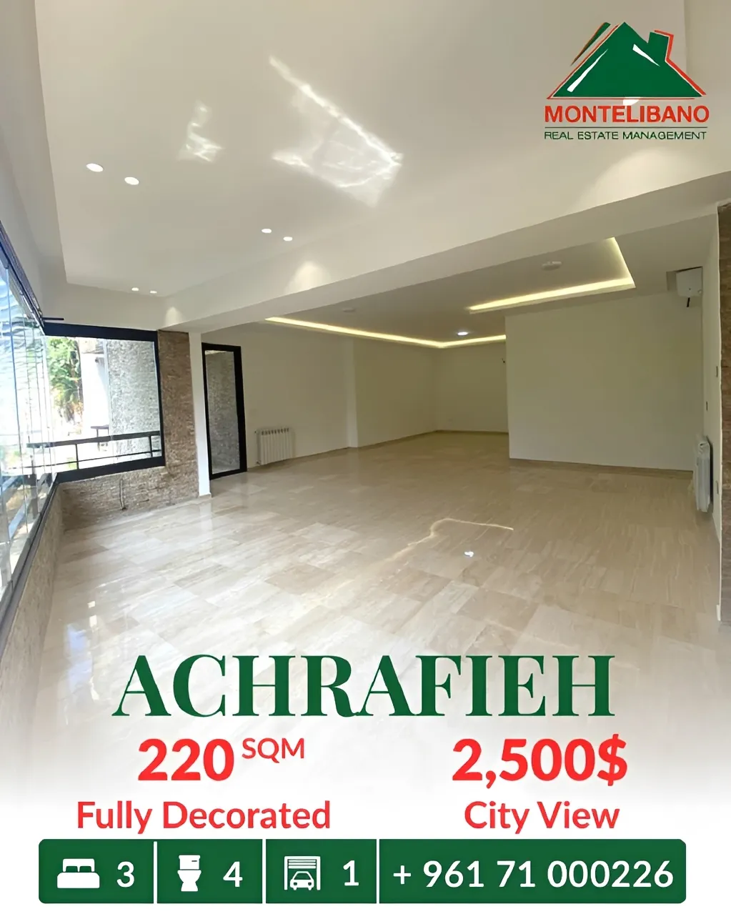 Apartment for rent in Achrafieh, Beirut, Lebanon