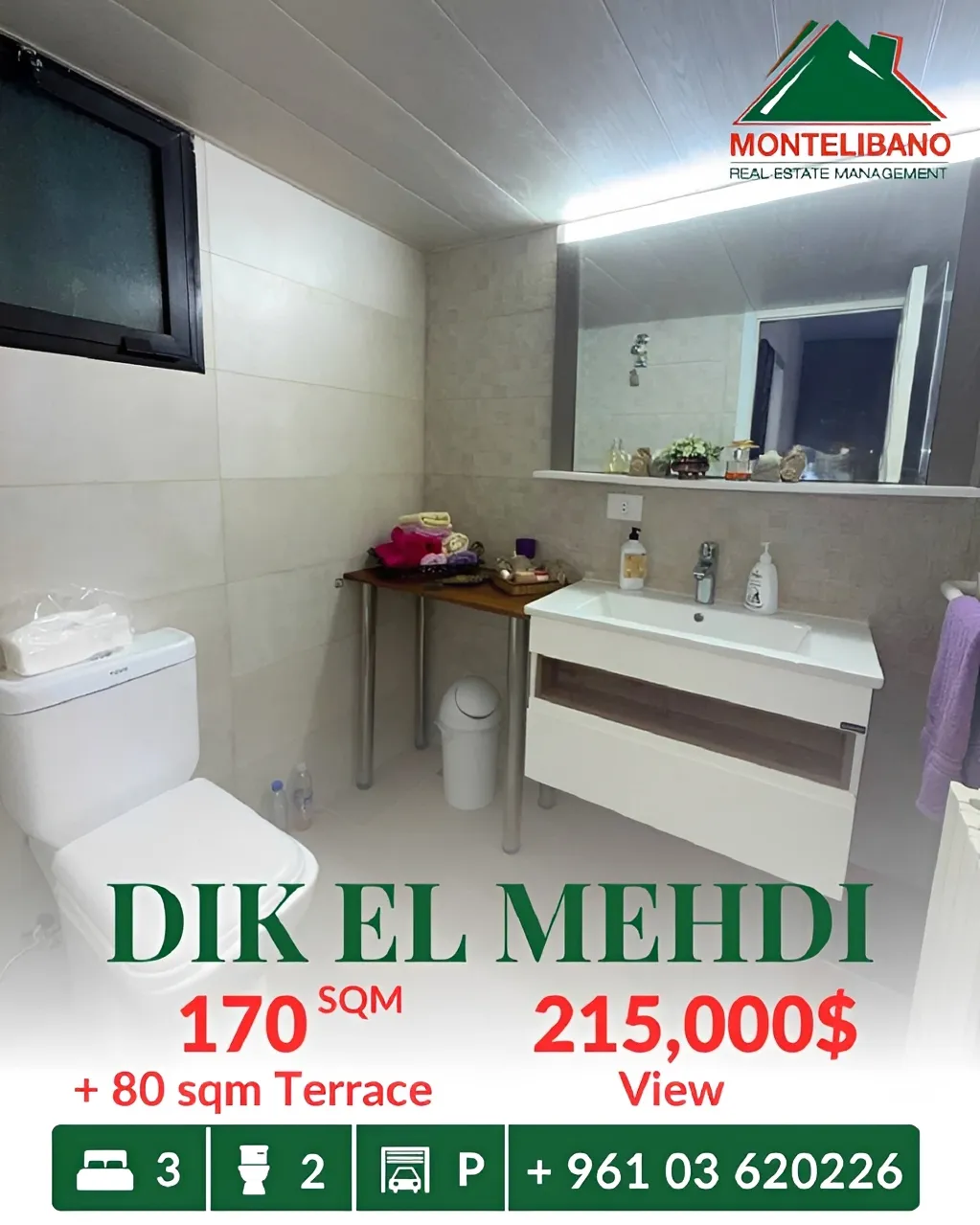 Apartment for sale in Dik El Mehdi, Lebanon