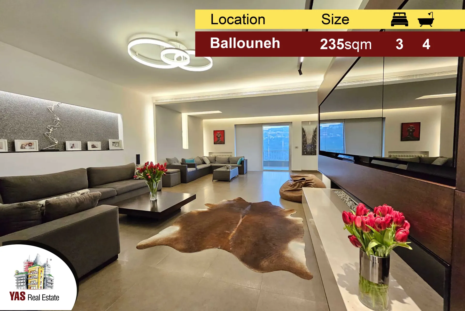Apartment for Sale in Ballouneh - 3 bed, 4 bath