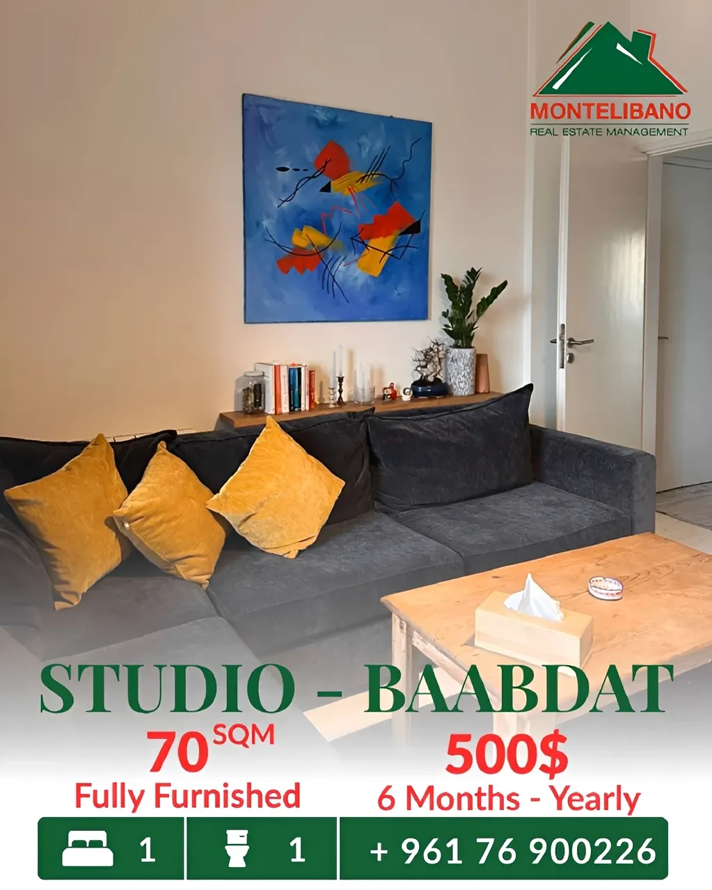 Studio for rent in Baabdat