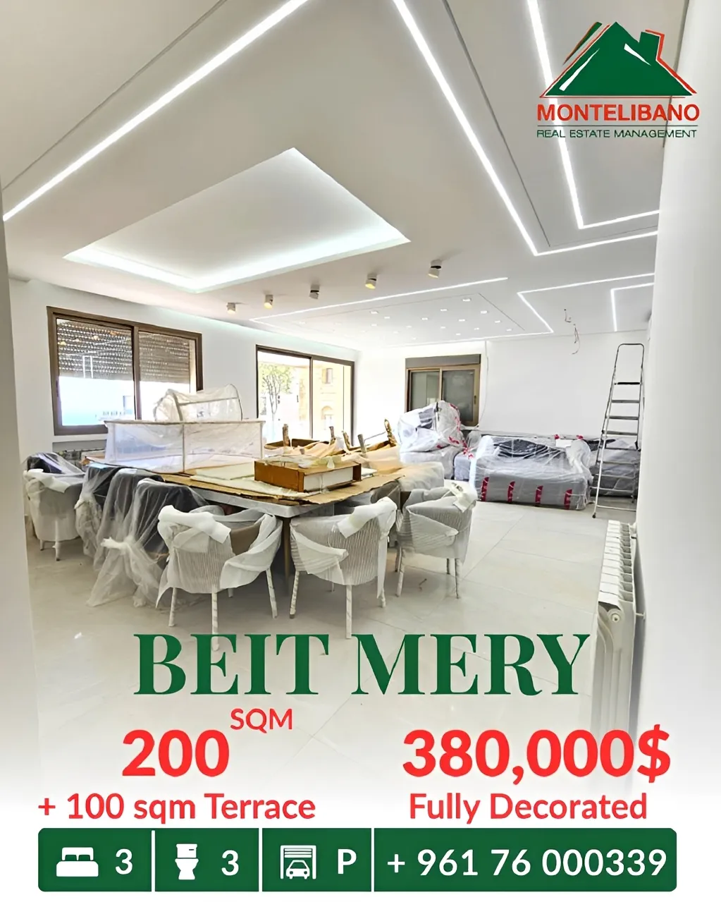 Apartment for sale in Beit Meri, Lebanon - 3 bed, 3 bath
