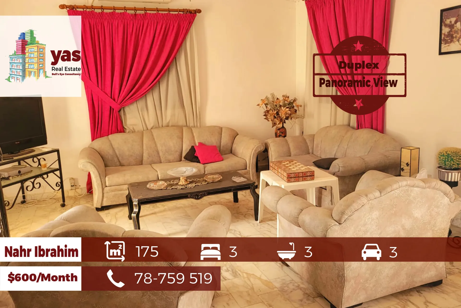 Apartment for Rent in Nahr Ibrahim - 3 bed, 3 bath