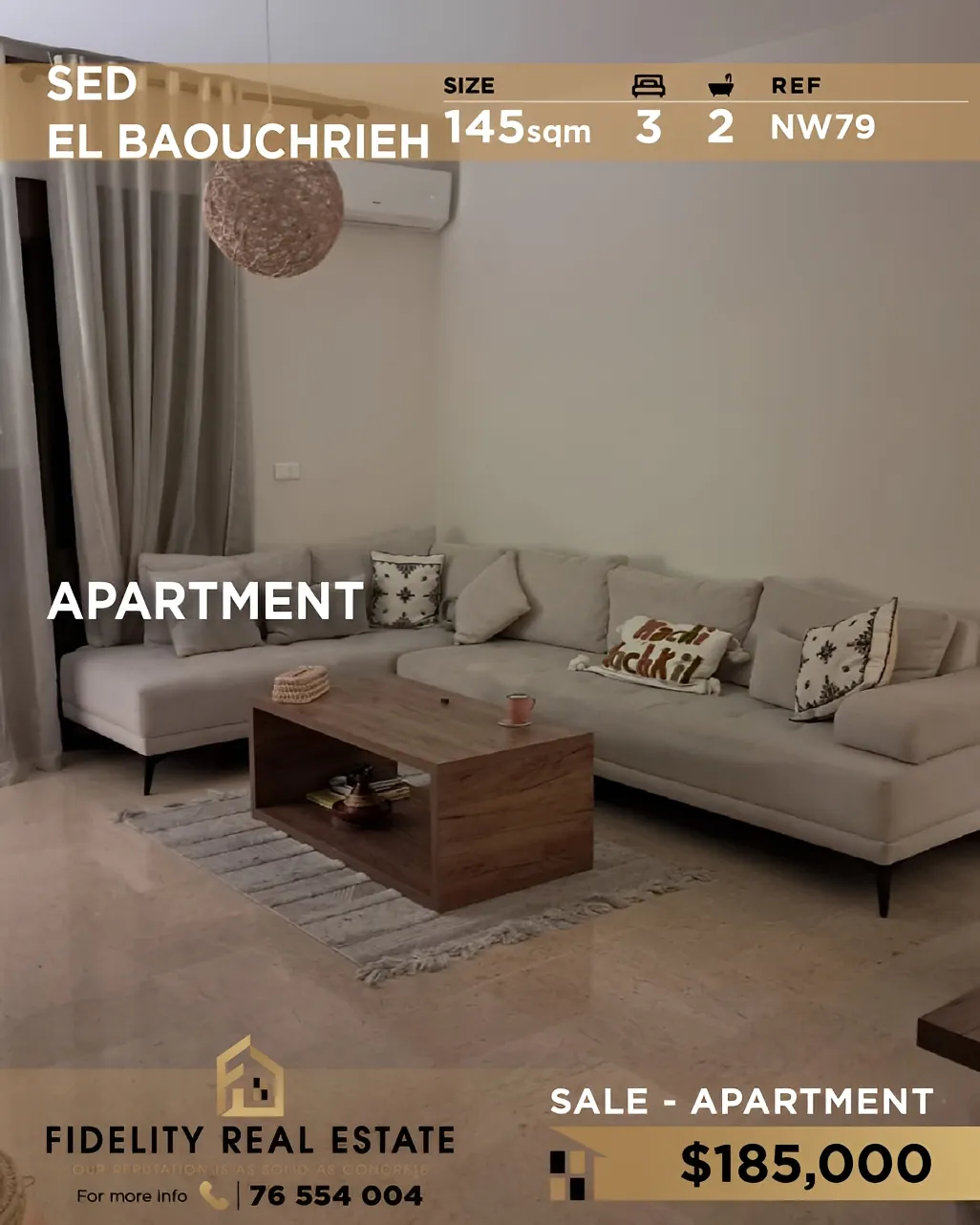 Apartment for sale in Sad El Baouchriyeh, Lebanon - 3 bed, 2 bath