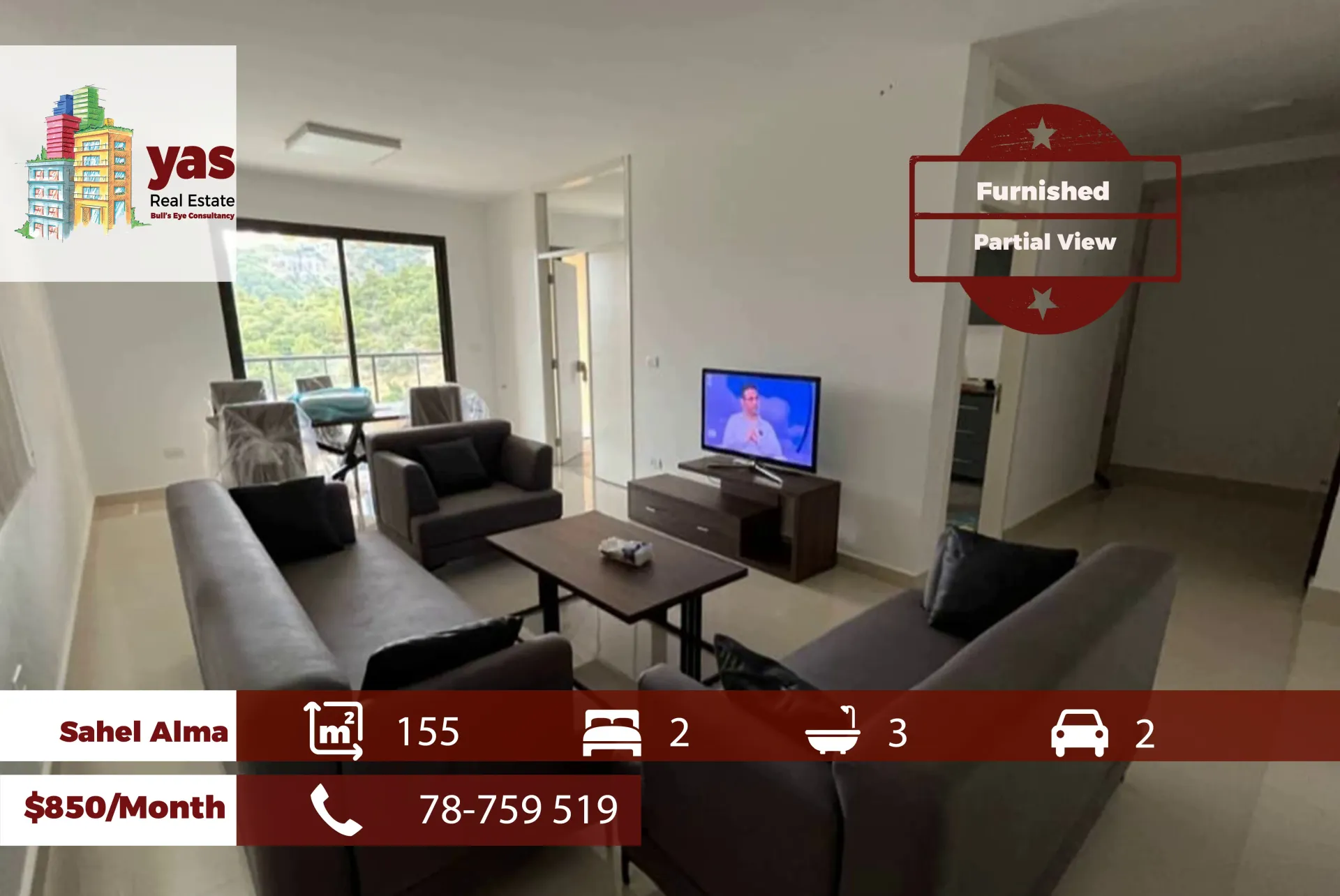 Apartment for Rent in Sahel Alma - 2 bed, 3 bath