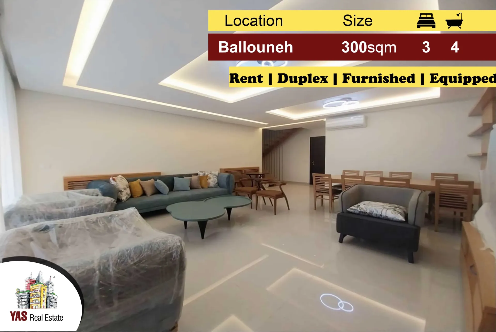Apartment for Rent in Ballouneh - 3 bed, 4 bath