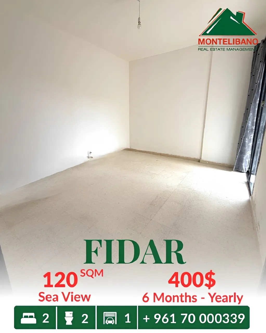 Apartment for rent in Fidar, Lebanon