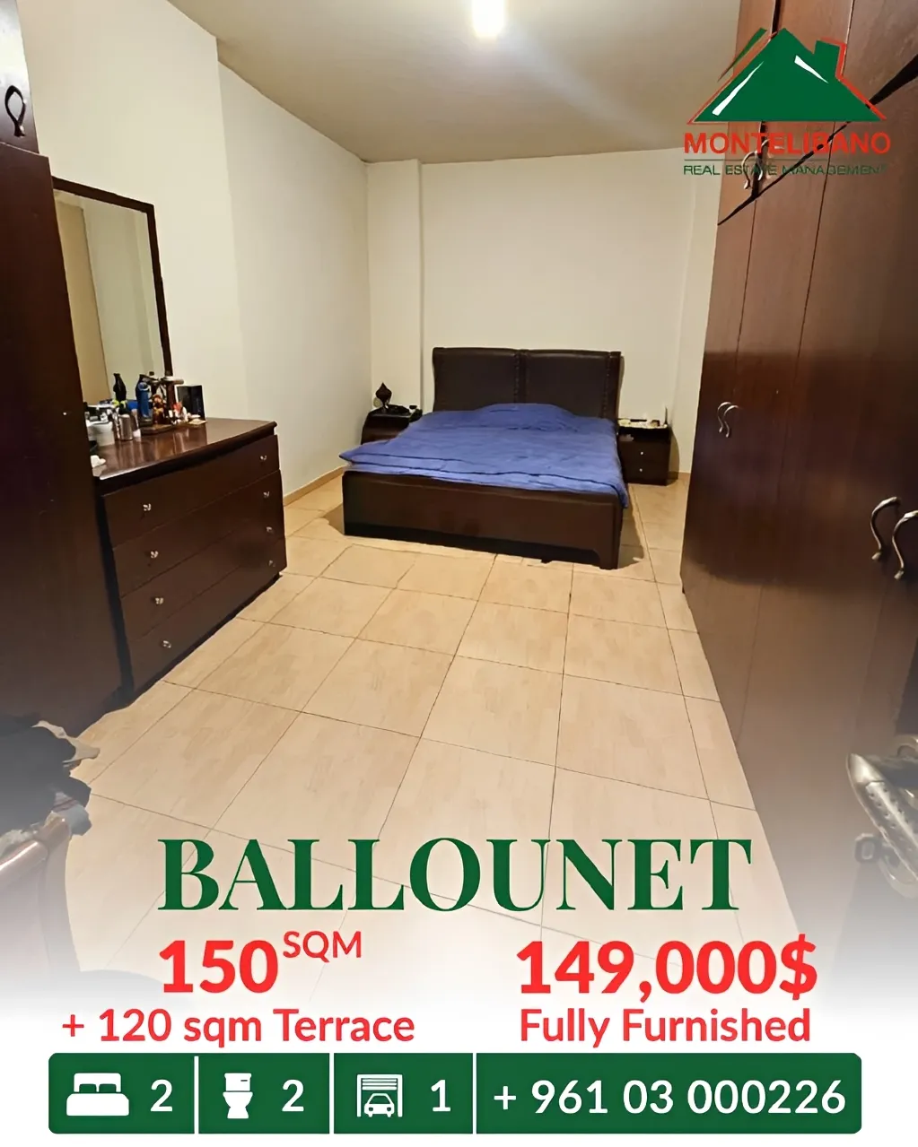 Apartment for sale in Ballouneh