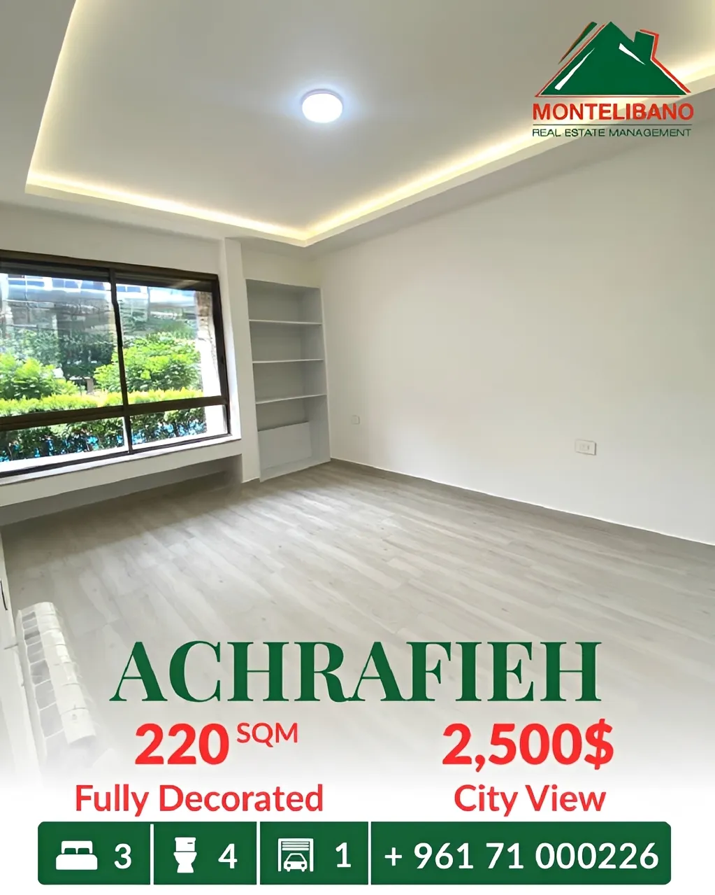 Apartment for rent in Achrafieh, Beirut, Lebanon