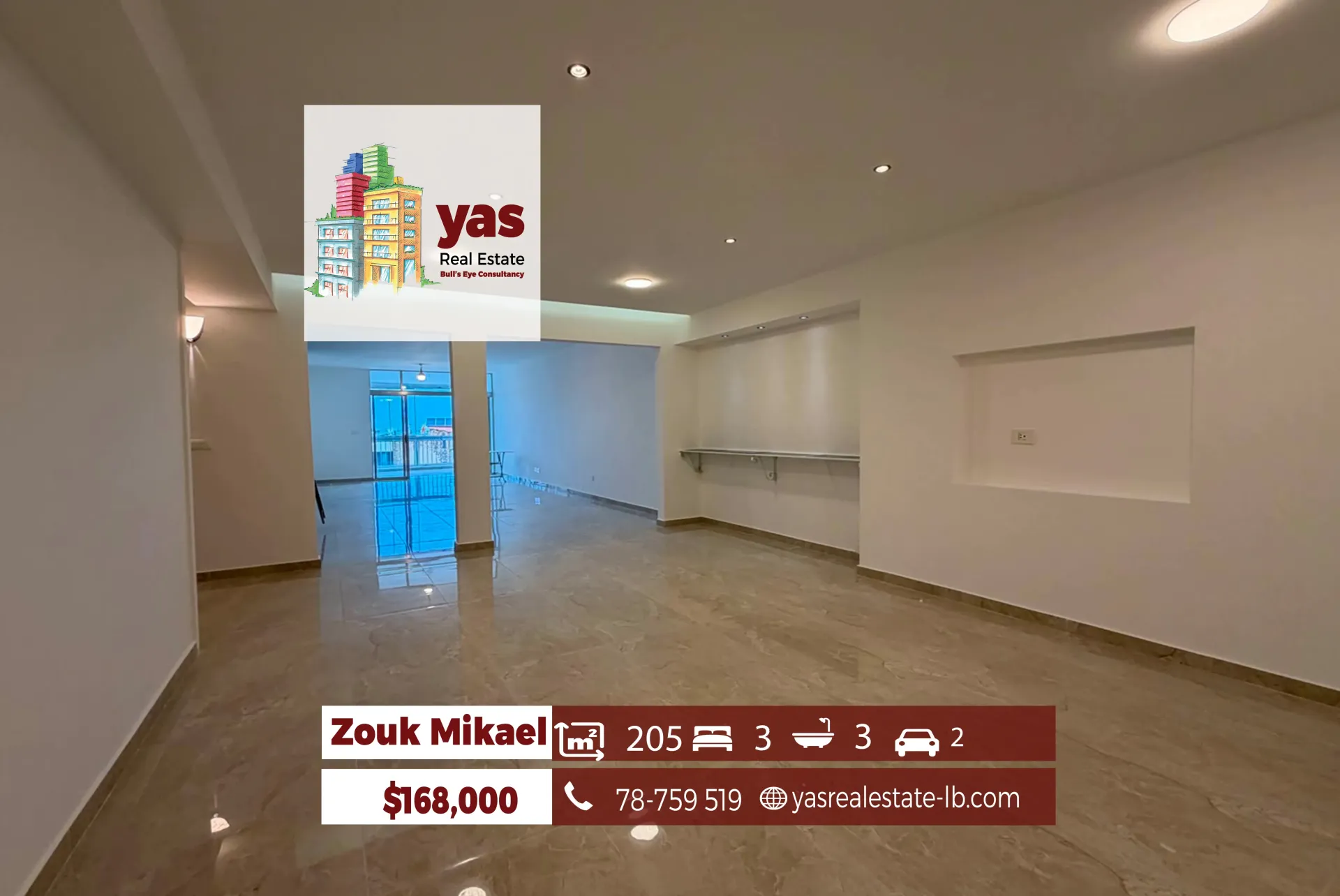 Apartment for Sale in Zouk Mikael - 3 bed, 3 bath