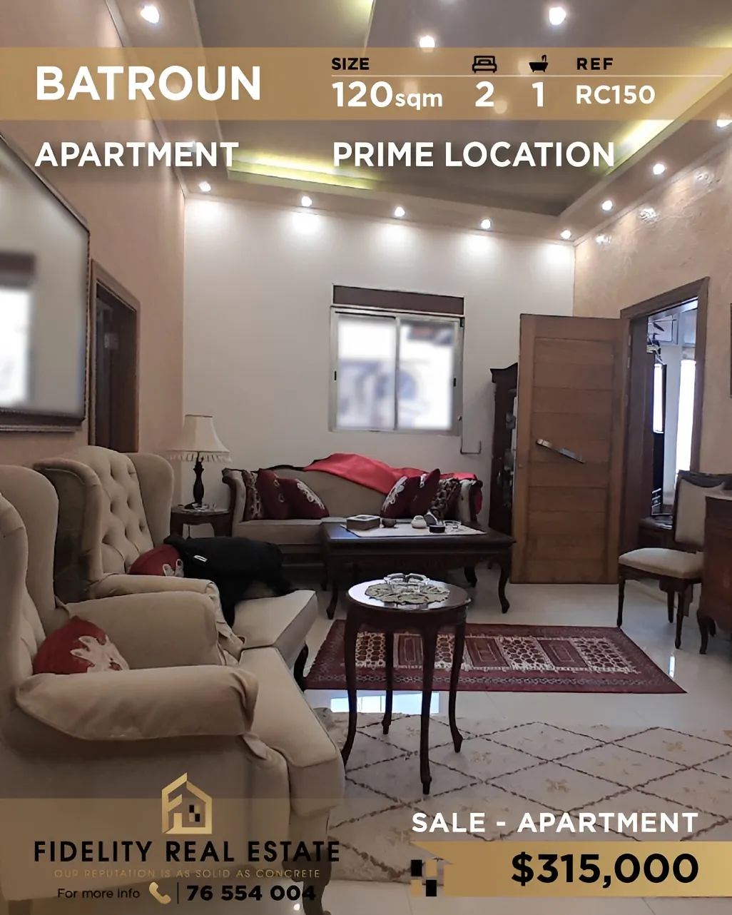 Apartment for sale in Batroun, Lebanon - 2 bed, 1 bath
