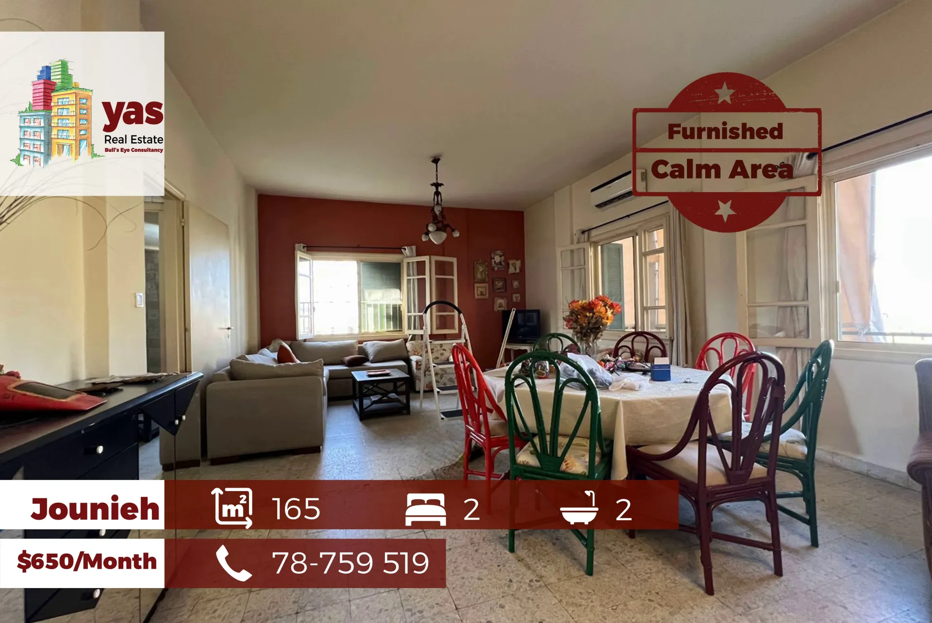 Apartment for Rent in Jounieh - 2 bed, 2 bath