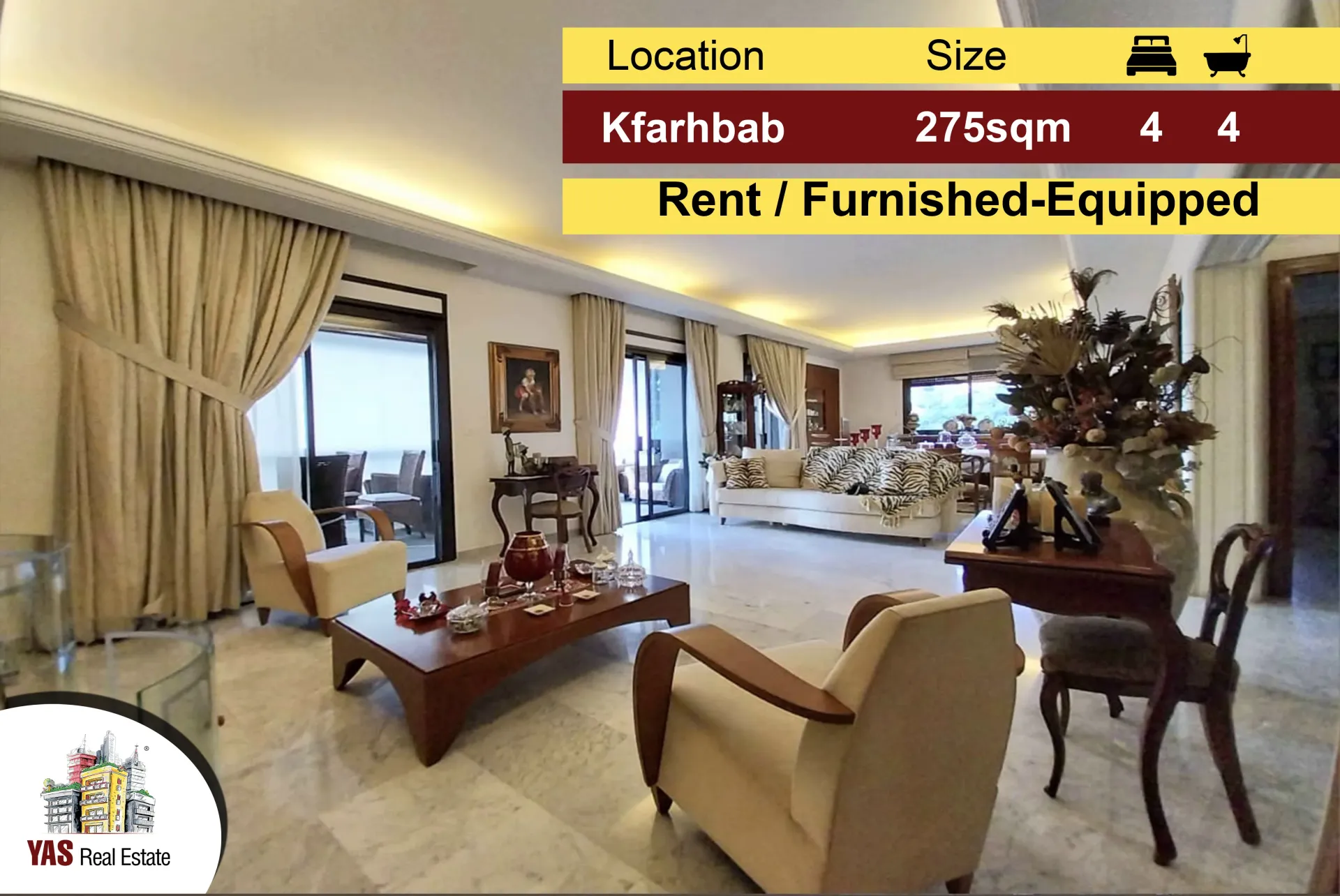 Apartment for Rent in Kfar Hbab - 4 bed, 4 bath