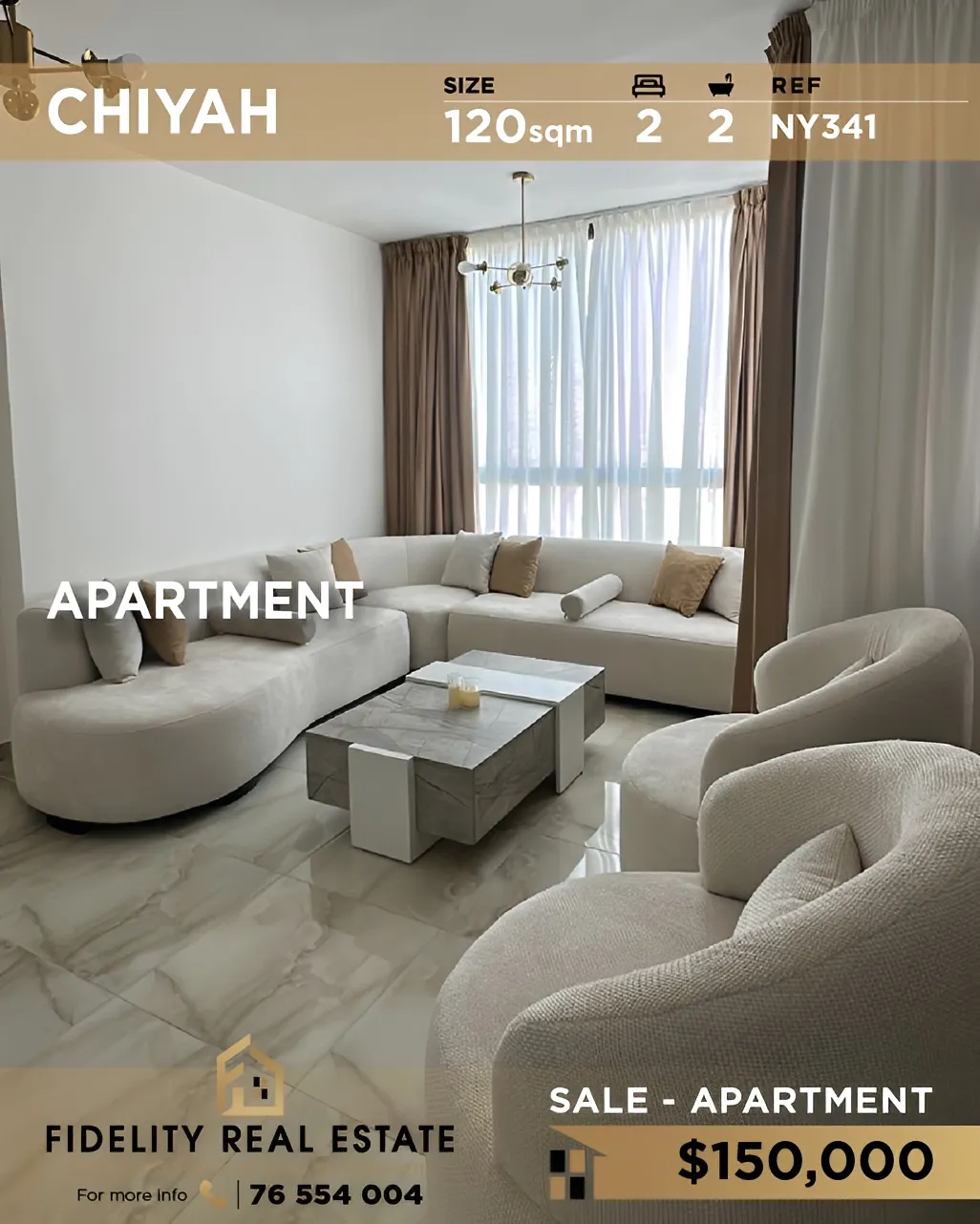 Apartment for sale in Chiyah, Lebanon - 2 bed, 2 bath