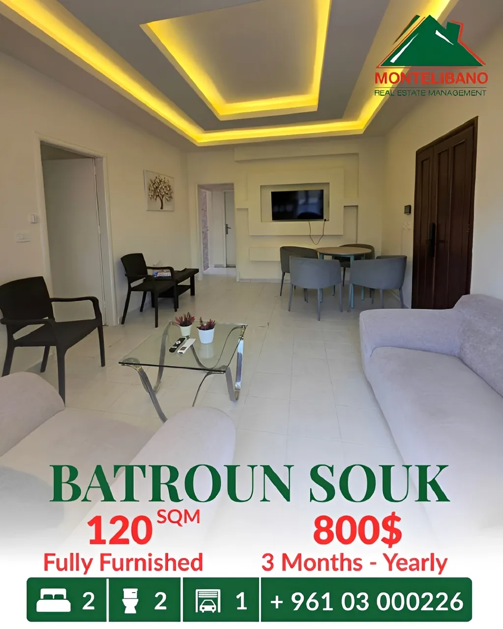 Apartment for rent in Batroun
