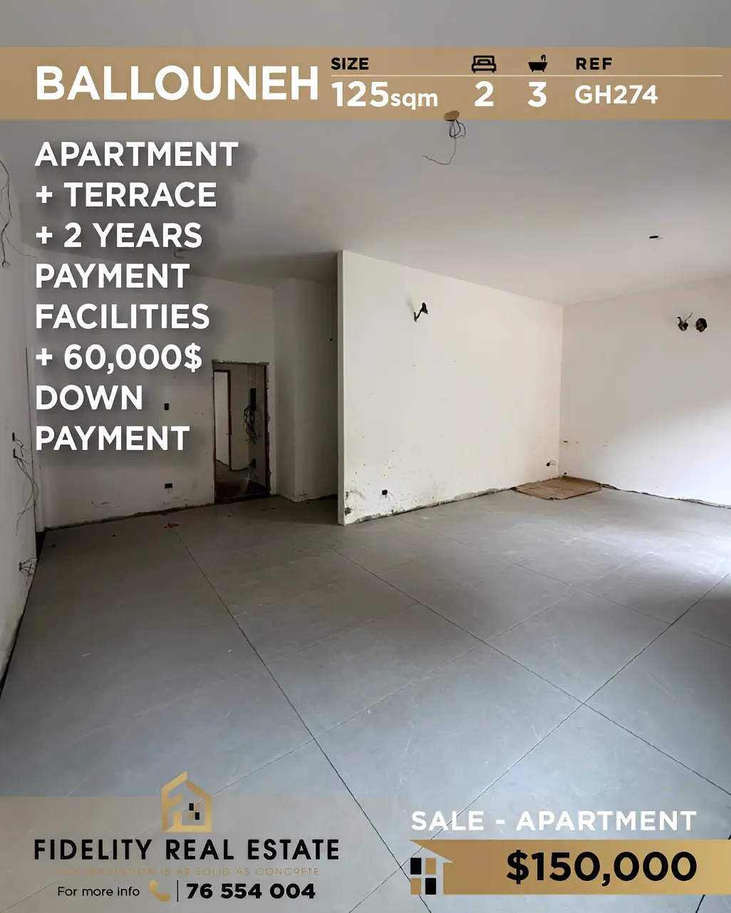 Apartment for sale in Ballouneh, Lebanon - 2 bed, 3 bath