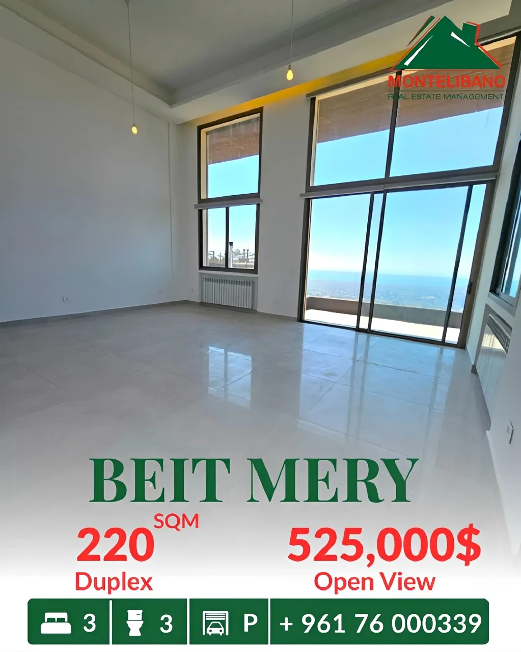 Apartment for sale in Beit Meri, Lebanon - 3 bed, 3 bath