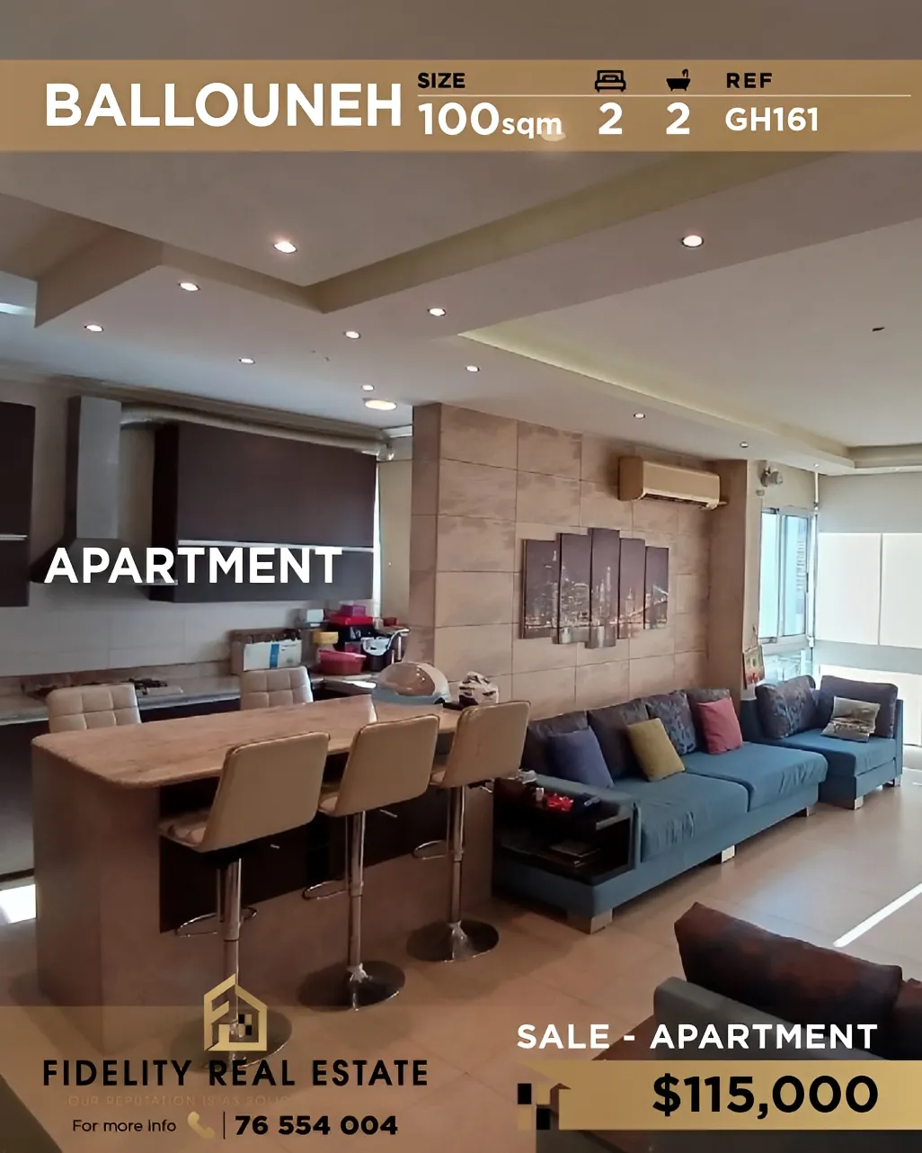 Apartment for sale in Ballouneh, Lebanon - 2 bed, 2 bath