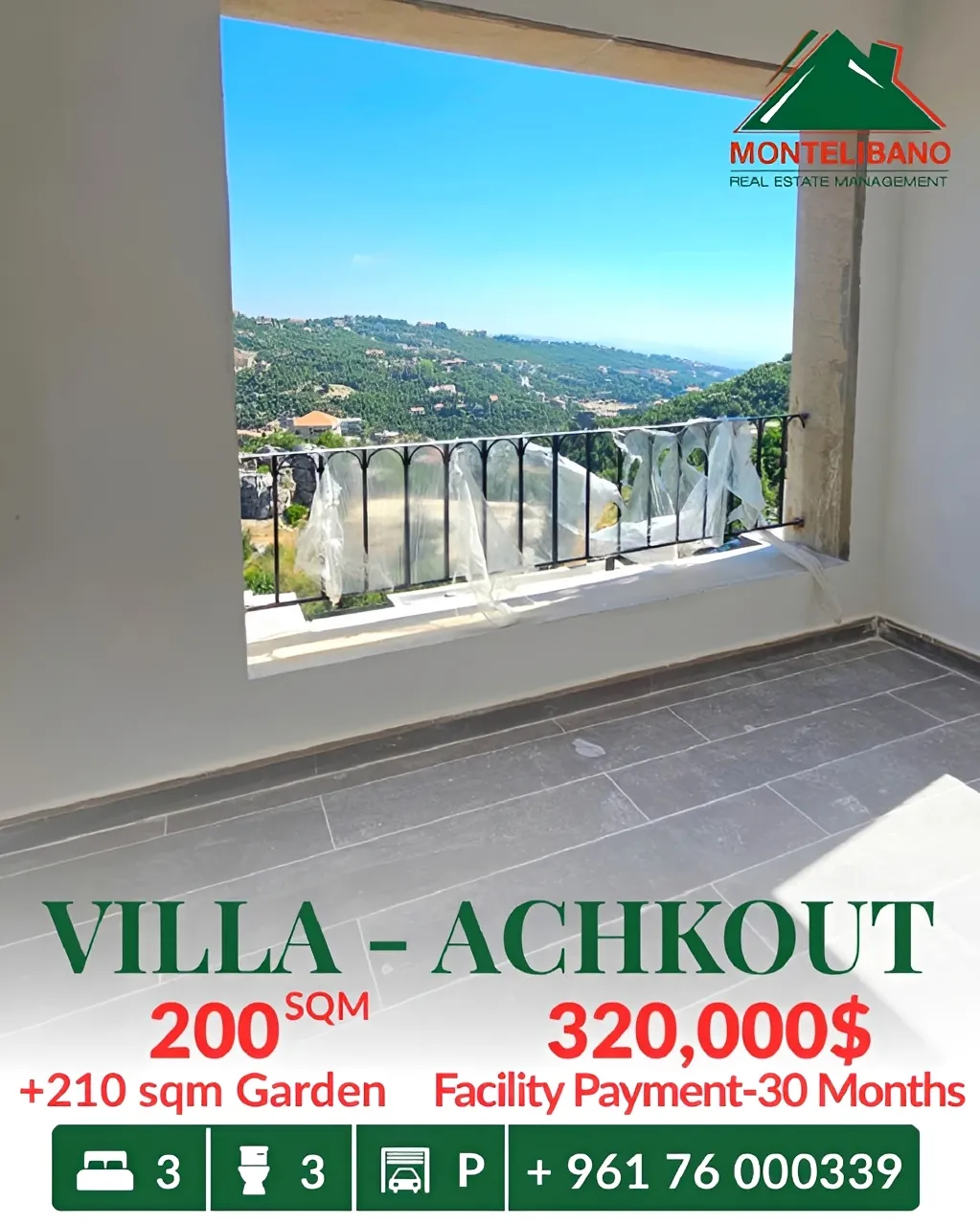 Villa for sale in Ashqout, Lebanon - 3 bed, 3 bath
