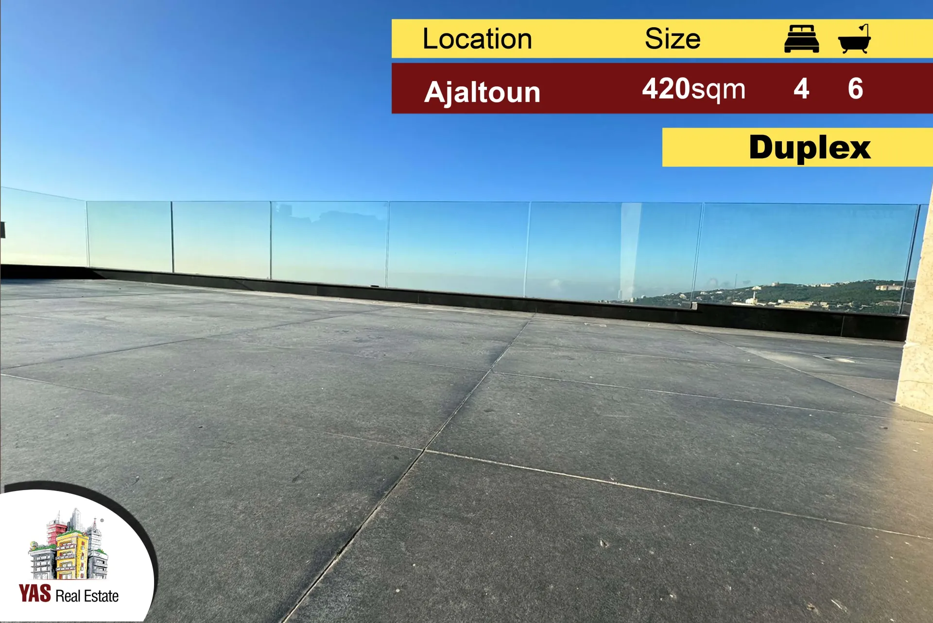 Apartment for Sale in Ajaltoun - 4 bed, 6 bath