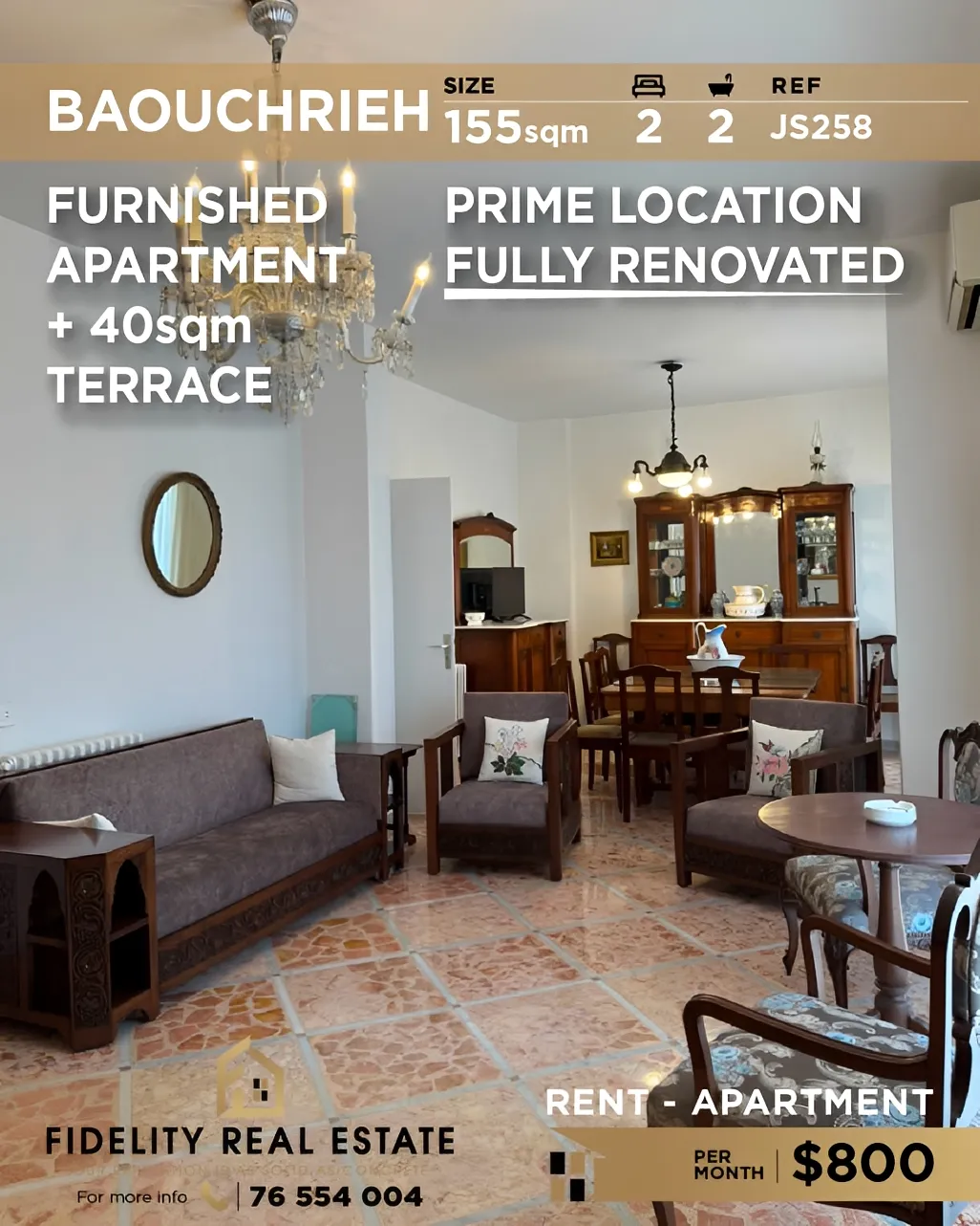 Apartment for rent in Baouchriyeh, Lebanon