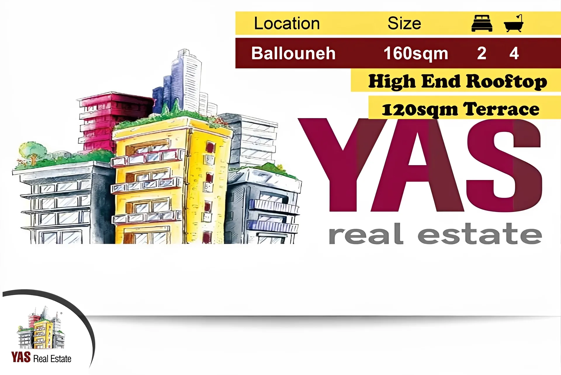 Apartment for Sale in Ballouneh - 2 bed, 4 bath