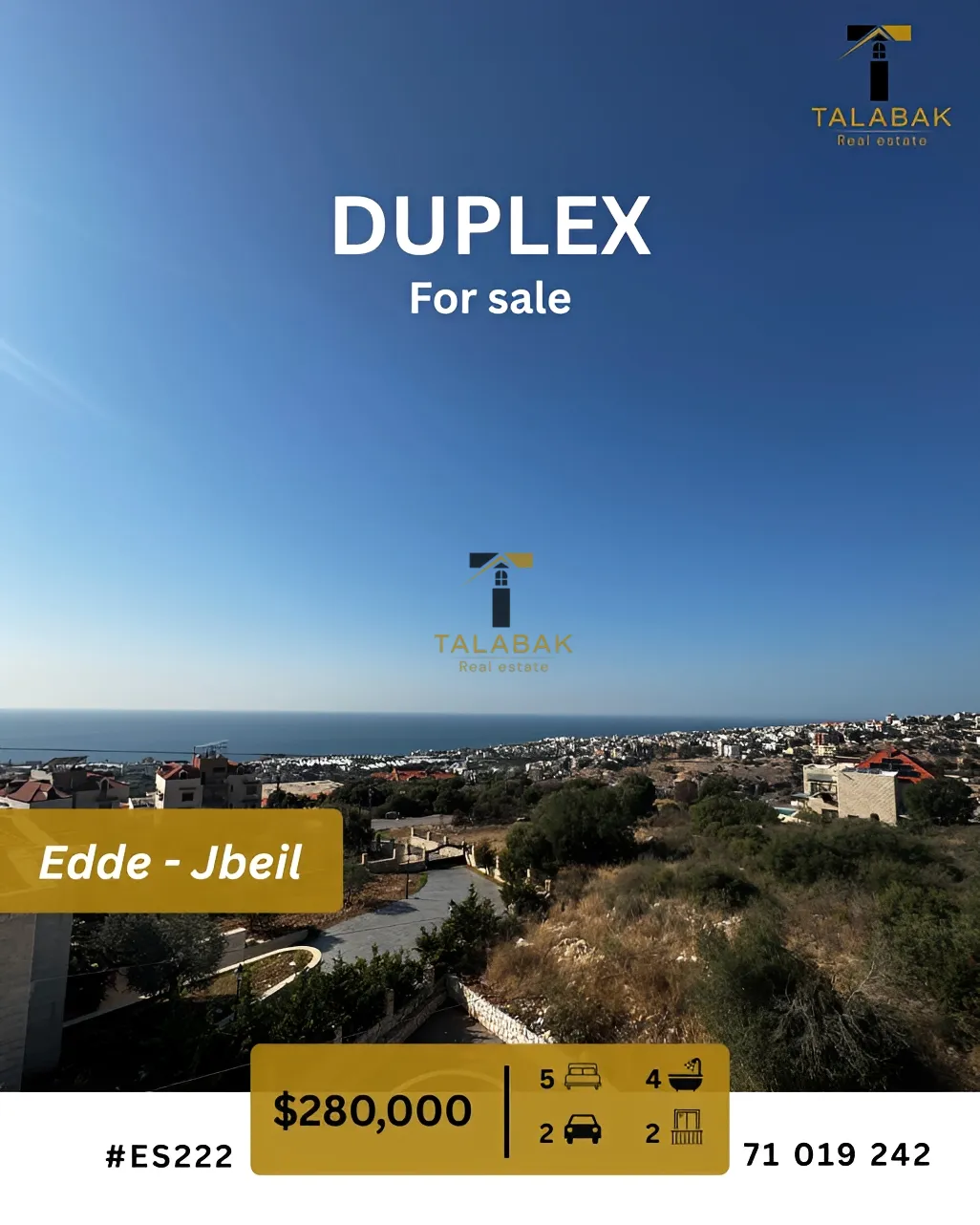 Duplex for sale in Edde, Lebanon - 5 bed, 4 bath