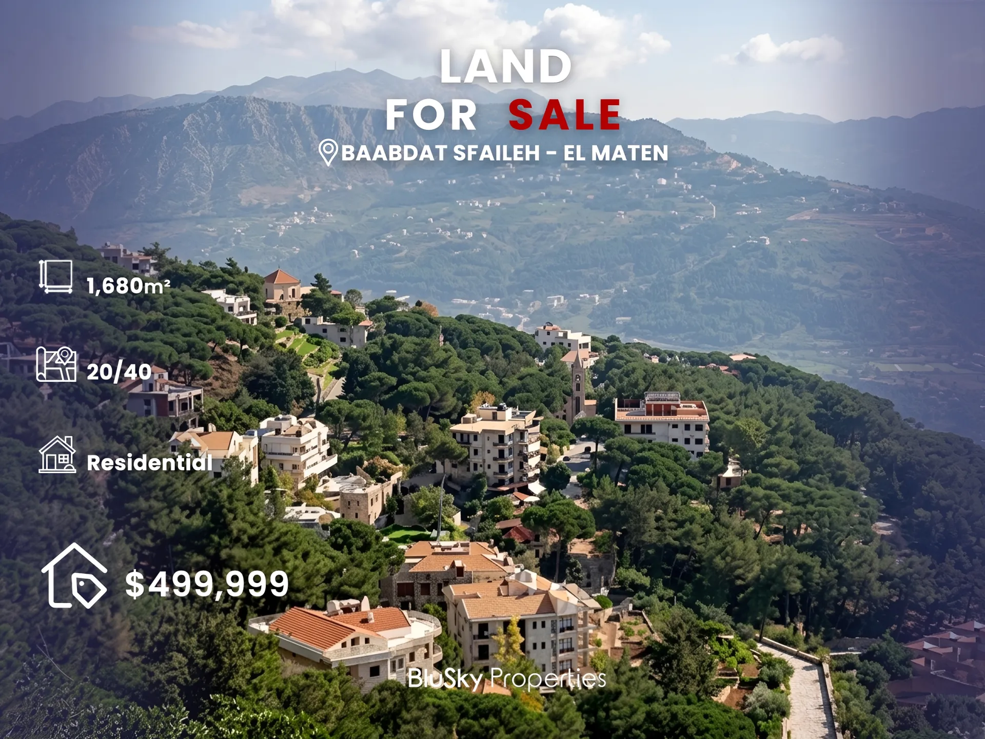 Land for sale in Baabdat, lebanon