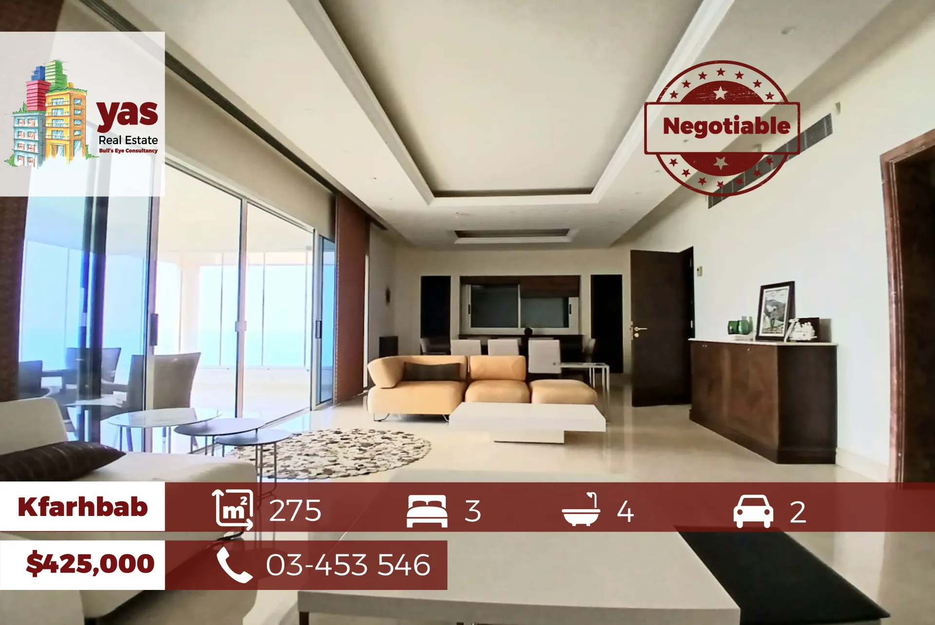 Apartment for Sale in Kfar Hbab - 3 bed, 4 bath