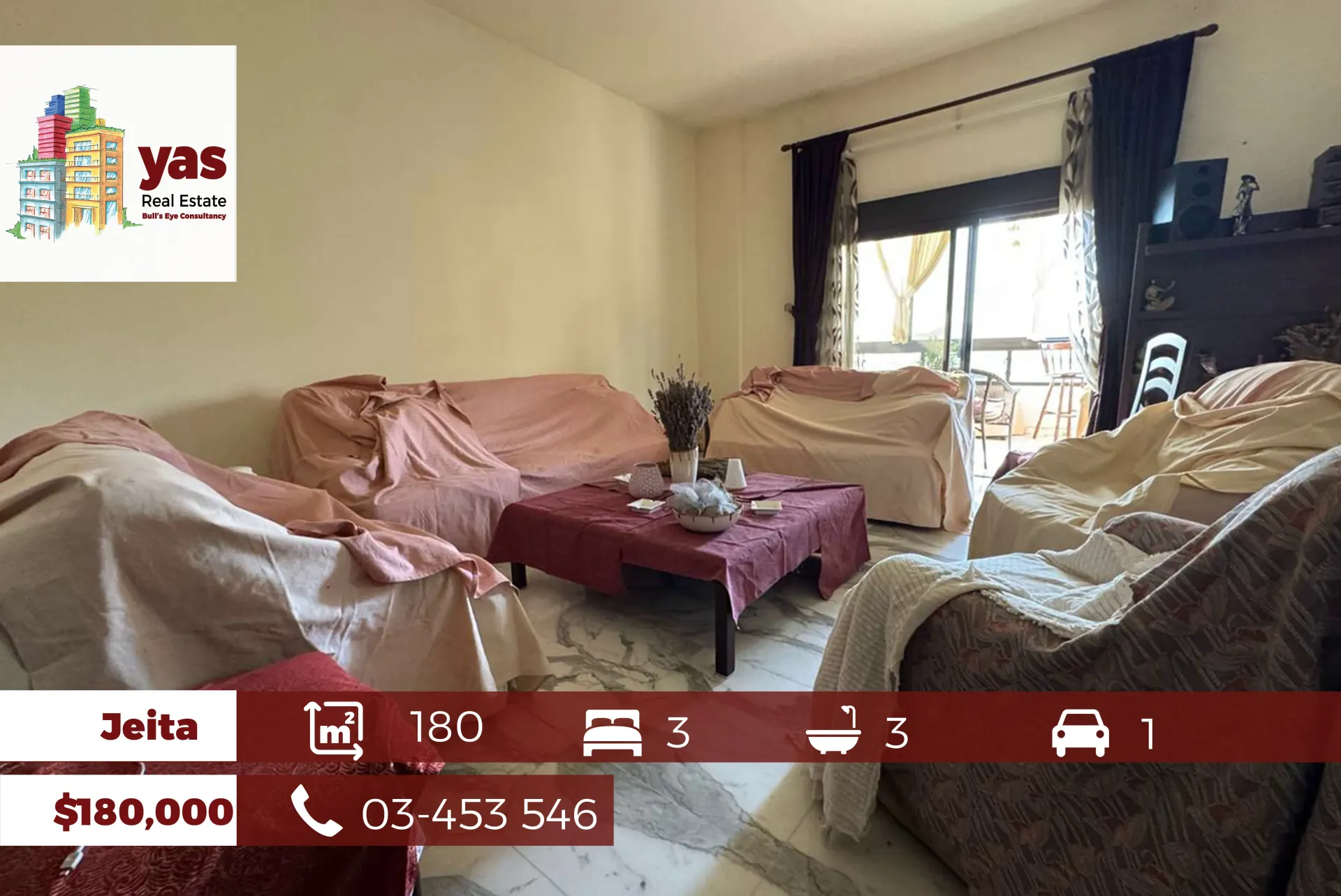 Apartment for Sale in Jeita - 3 bed, 3 bath