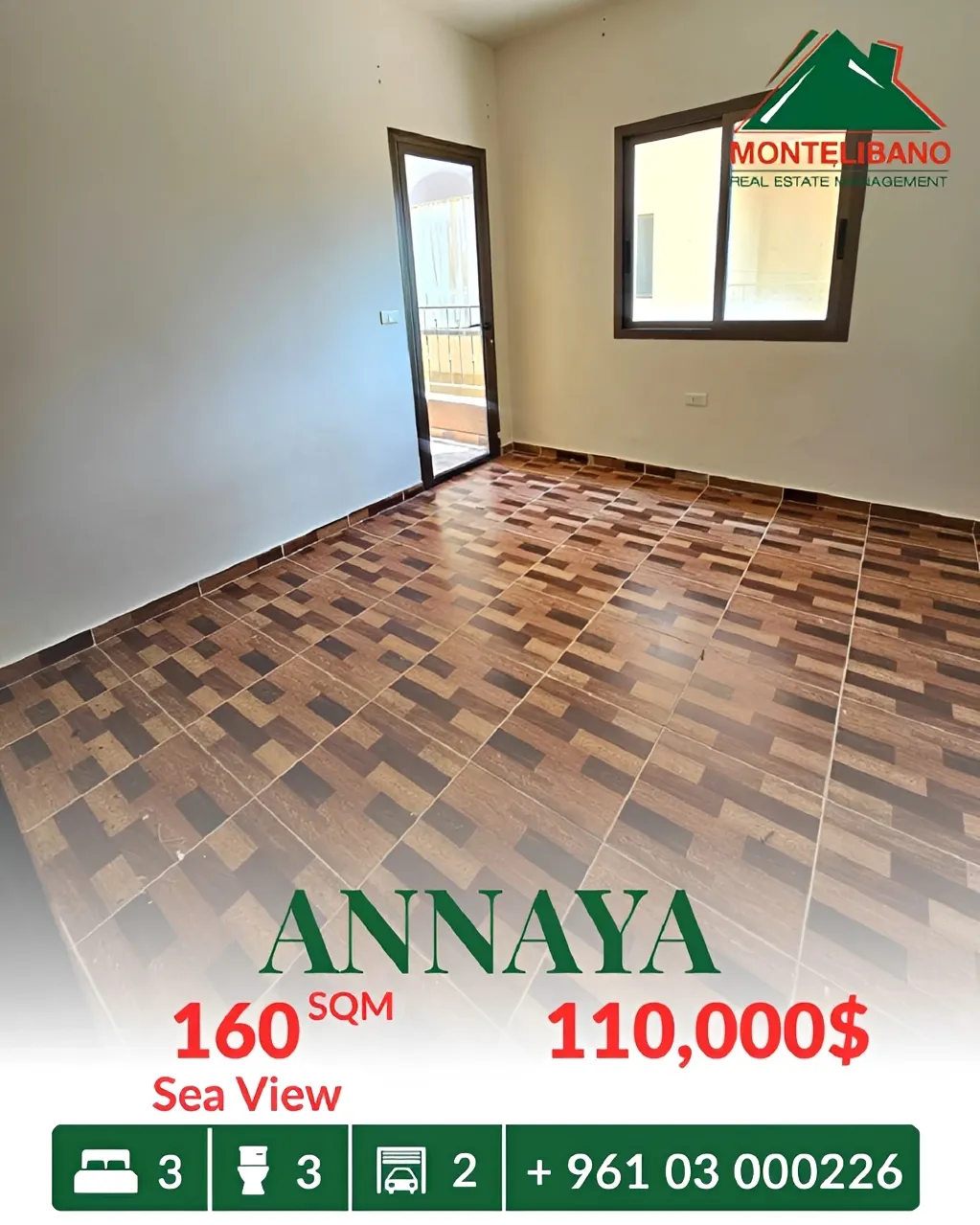 Apartment for sale in Aannaya, Lebanon - 3 bed, 3 bath