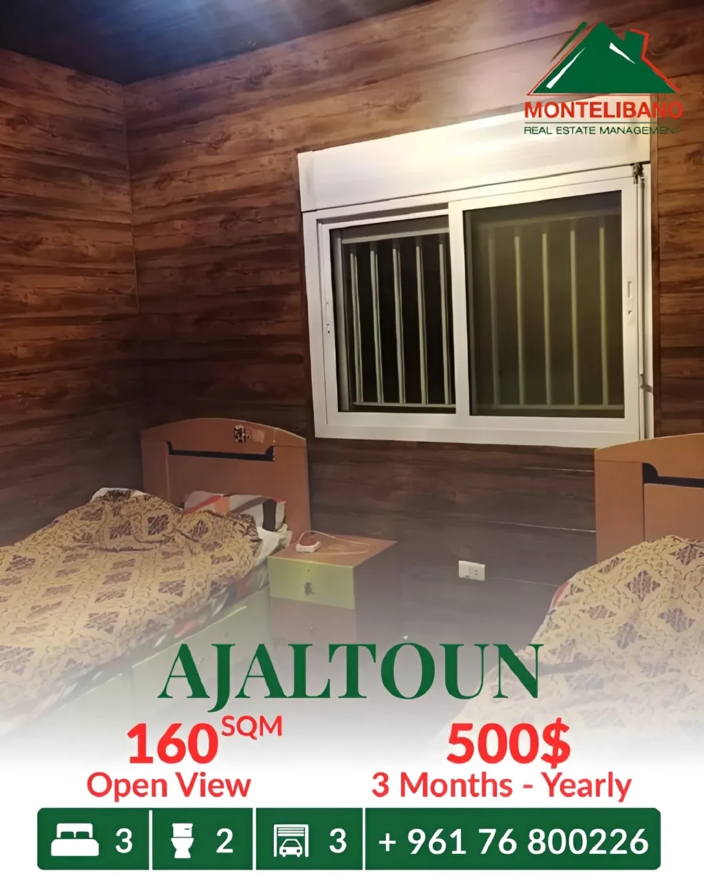 Apartment for rent in Ajaltoun