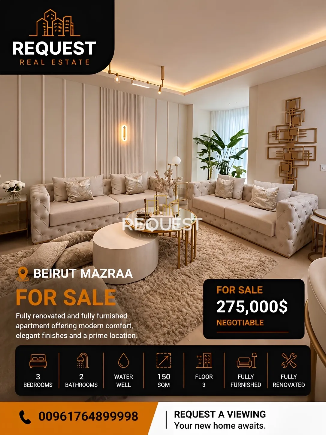 Apartment for sale in Mazraa, beirut, lebanon