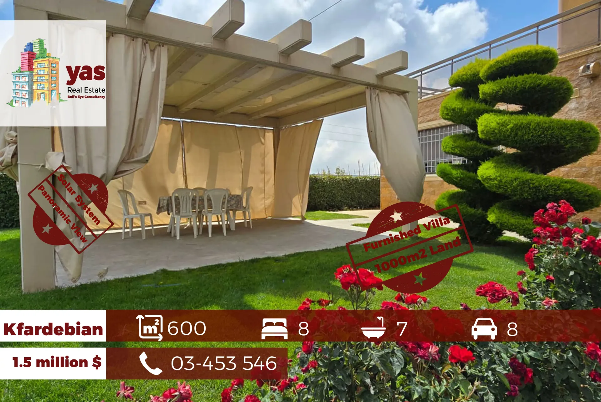 Villa for Sale in Kfardebian - 8 bed, 7 bath