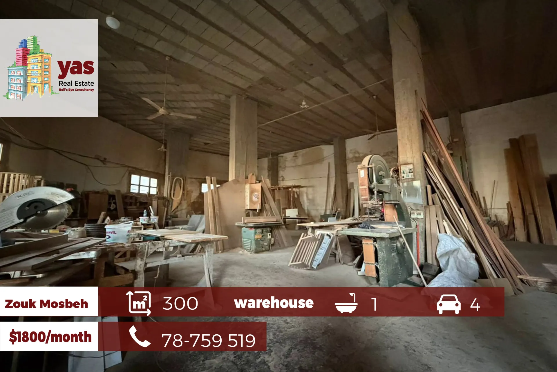 Warehouse for rent in Zouk Mosbeh